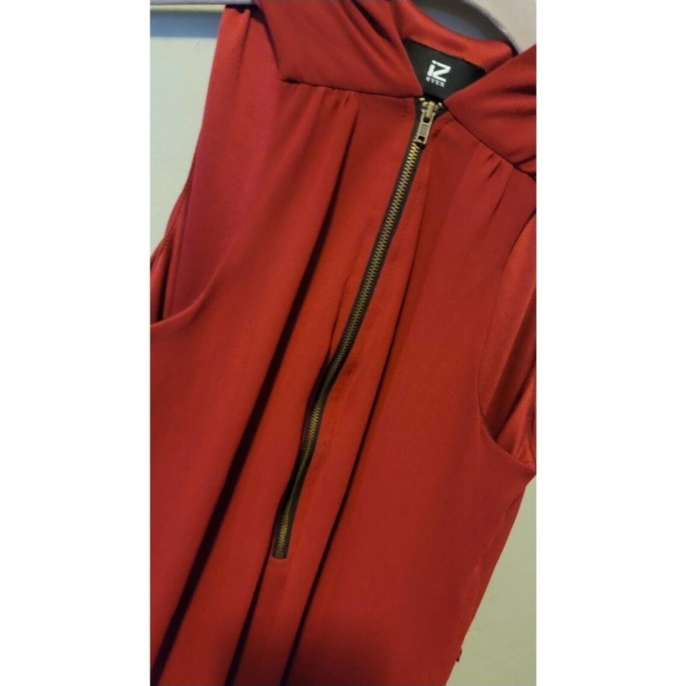 Iz Byer Burnt Orange High Mock Neck 60smini Dress - Picture 7 of 9